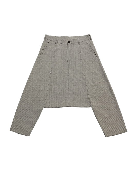white black houndstooth dropped crotch pants