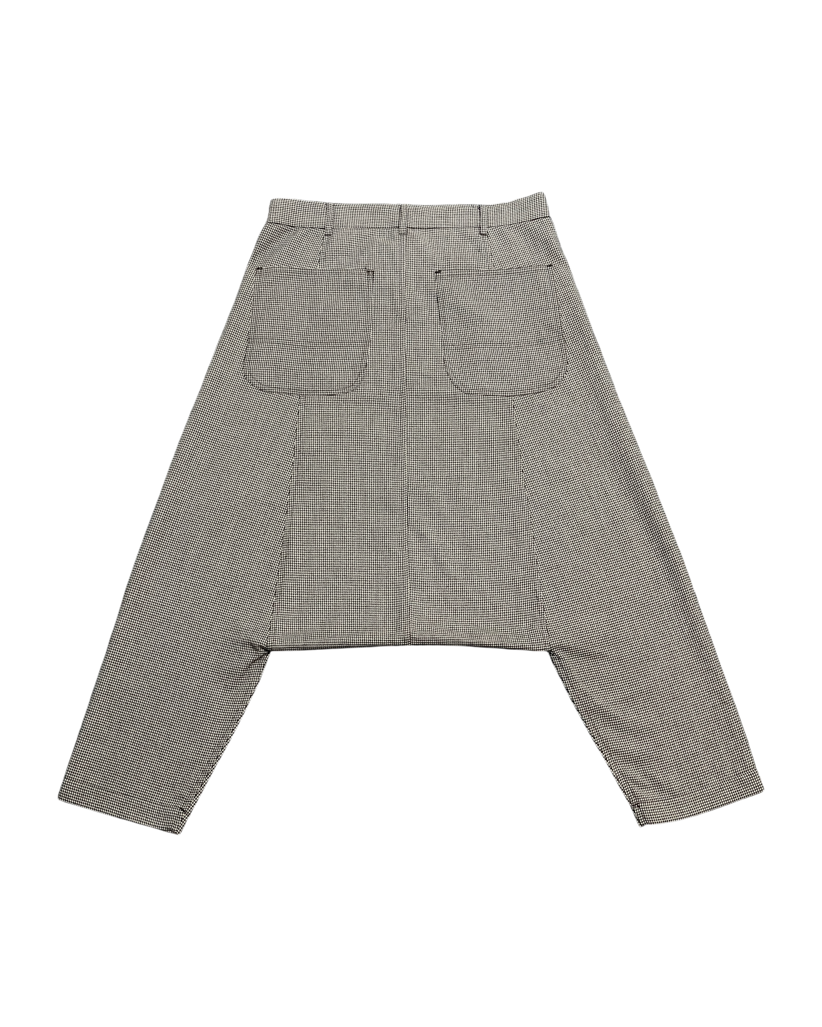 white black houndstooth dropped crotch pants