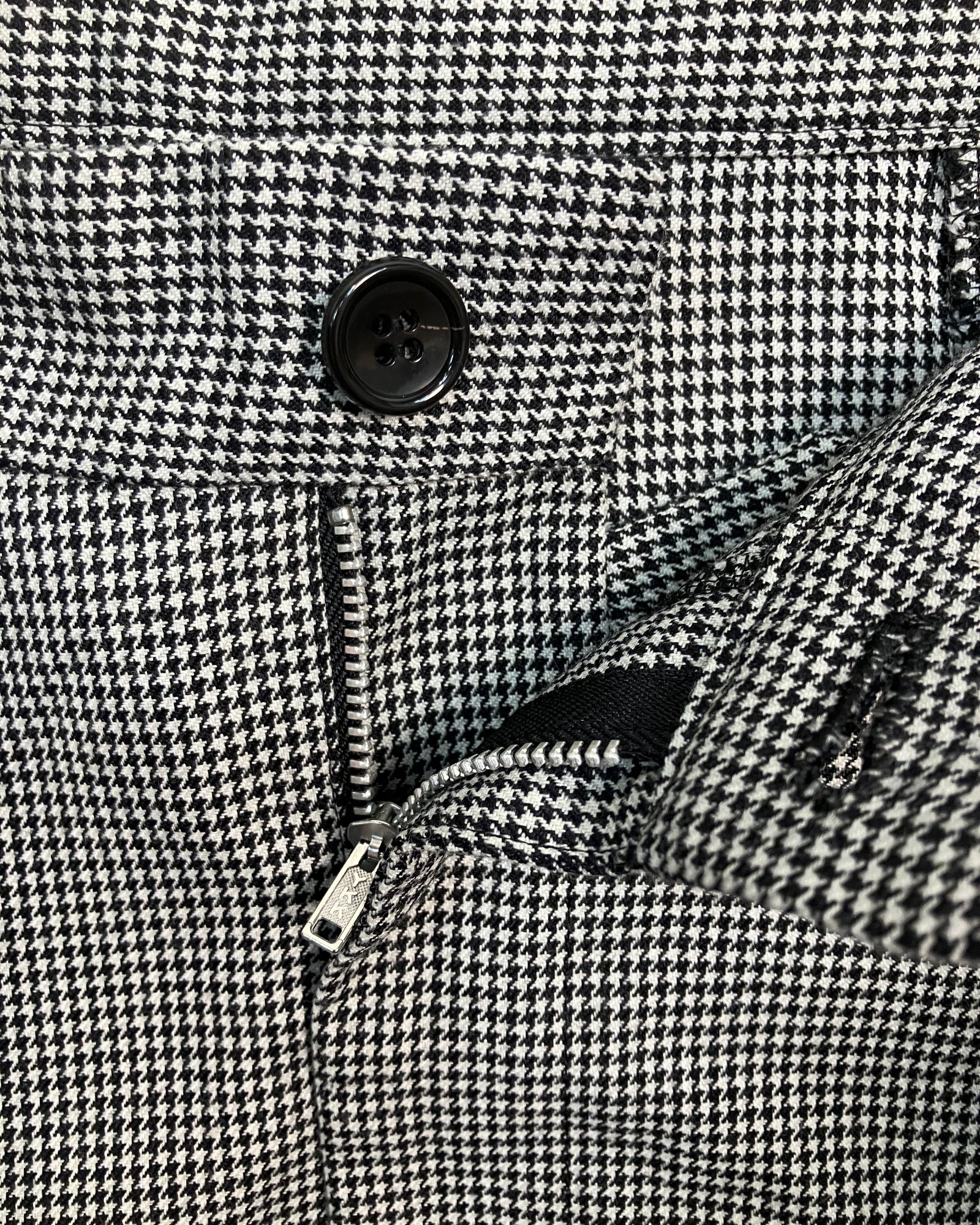 white black houndstooth dropped crotch pants